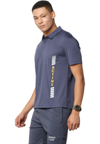 Men's Blue Athleisure Dry Fit Polo T-Shirt