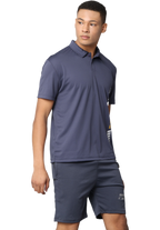 Men's Blue Athleisure Dry Fit Polo T-Shirt