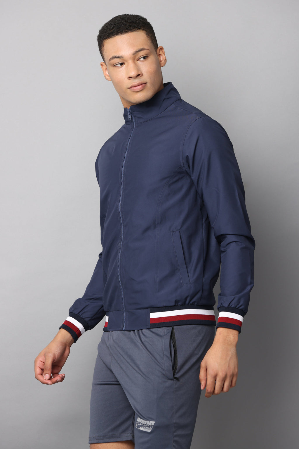 Men's Slim Fit Navy Blue Full Sleeve Jacket