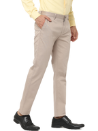 Men's Beige Slim Fit Casual Chino Trouser