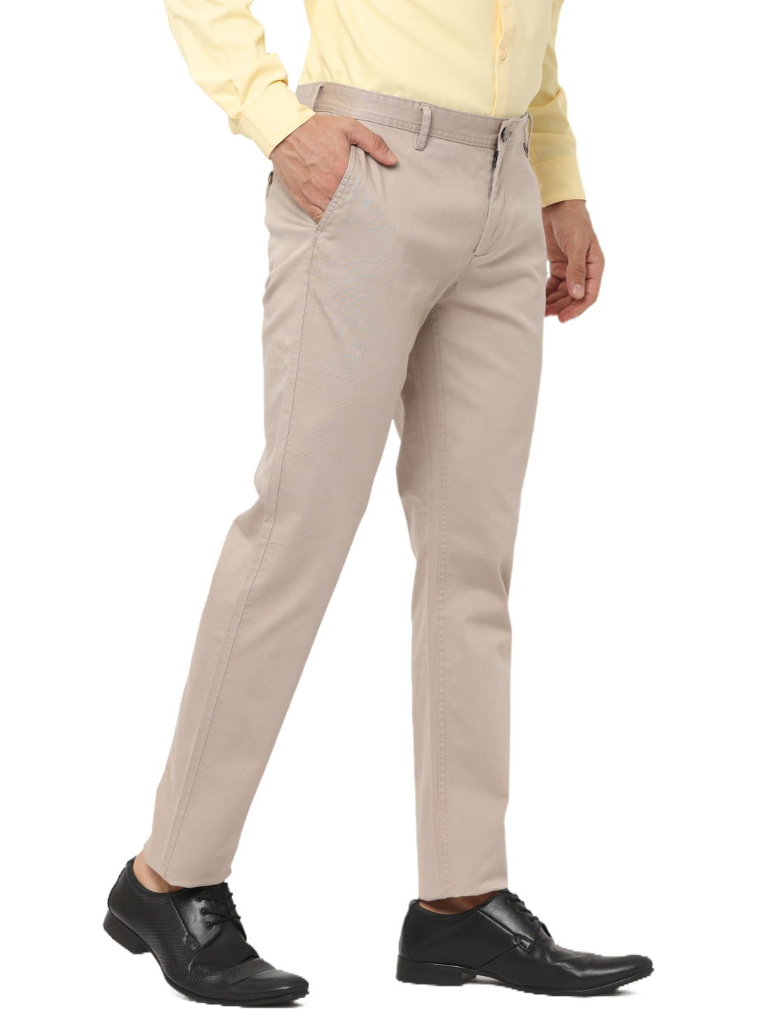 Men's Beige Slim Fit Casual Chino Trouser