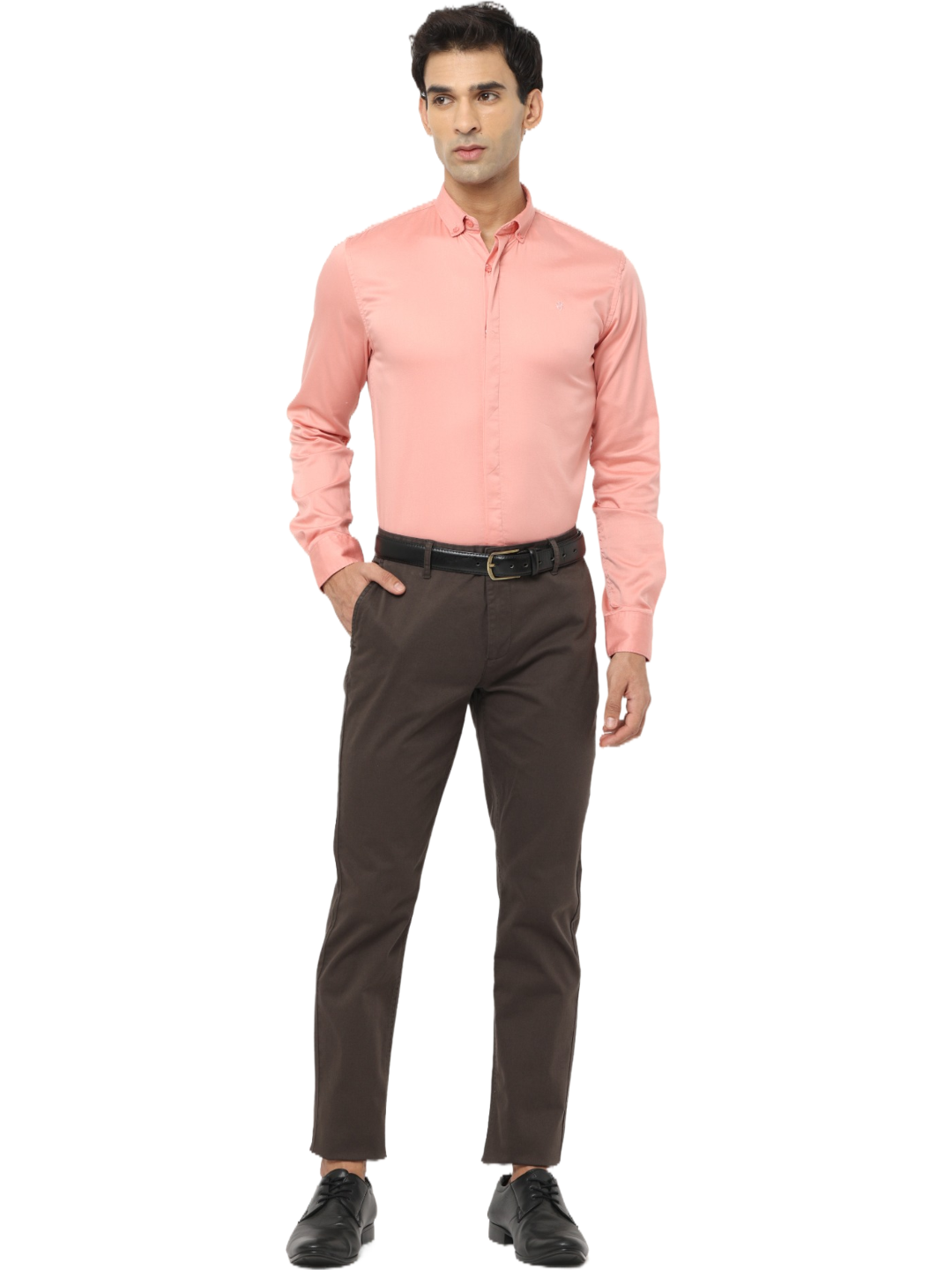 Men's Slim Fit Cotton Chino Pants, Charcoal Brown