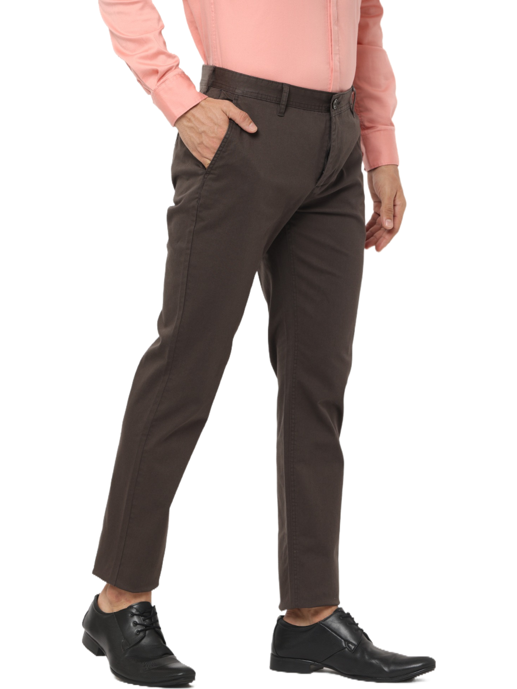 Men's Slim Fit Cotton Chino Pants, Charcoal Brown