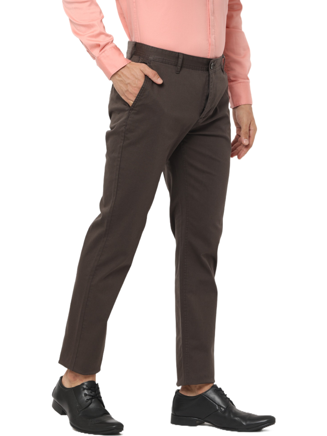 Men's Slim Fit Cotton Chino Pants, Charcoal Brown