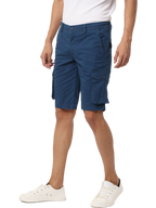 Men's Cotton Knee Length Solid Cargo Shorts, Blue