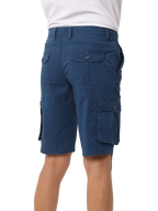 Men's Cotton Knee Length Solid Cargo Shorts, Blue
