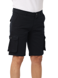 Men's Cotton Knee Length Solid Cargo Shorts, Black