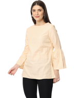 Women's Bell Sleeve Kurta, Peach, Tops