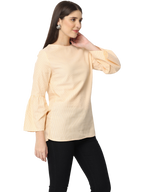 Women's Bell Sleeve Kurta, Peach, Tops