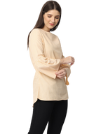 Women's Bell Sleeve Kurta, Peach, Tops