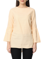 Women's Bell Sleeve Kurta, Peach, Tops