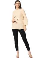 Women's Bell Sleeve Kurta, Peach, Tops