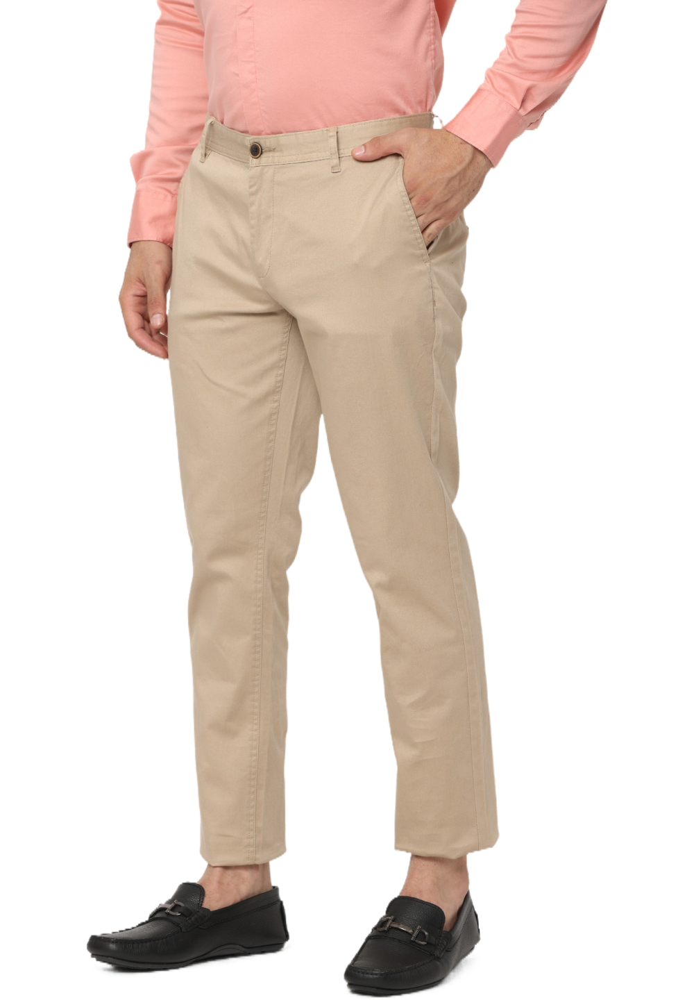Men's Beige Slim Fit Casual Chino Trouser