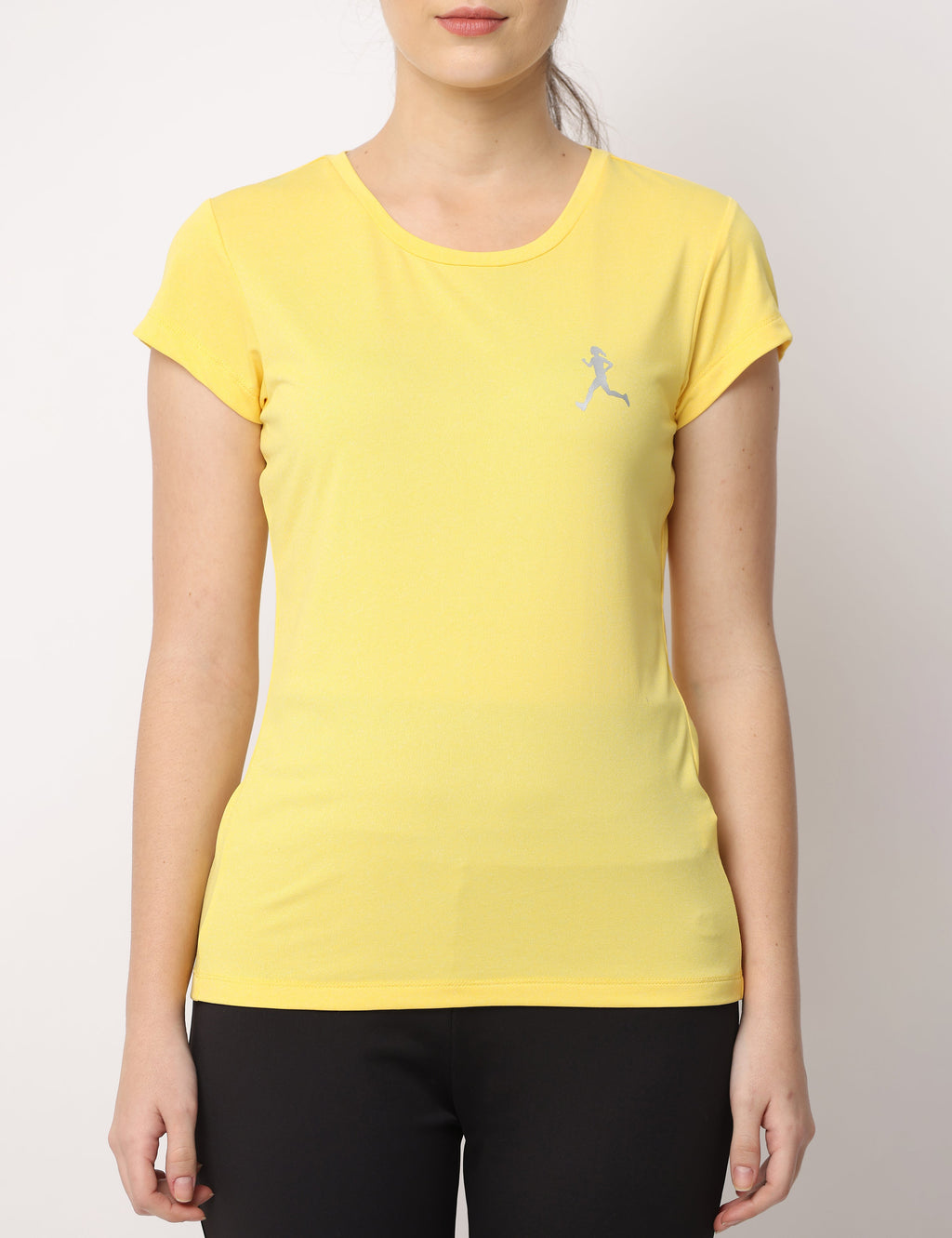 Women's Yellow Slim Fit Athleisure Crew Neck T-Shirt