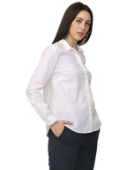 Women's White Slim Fit Cotton Formal Shirt