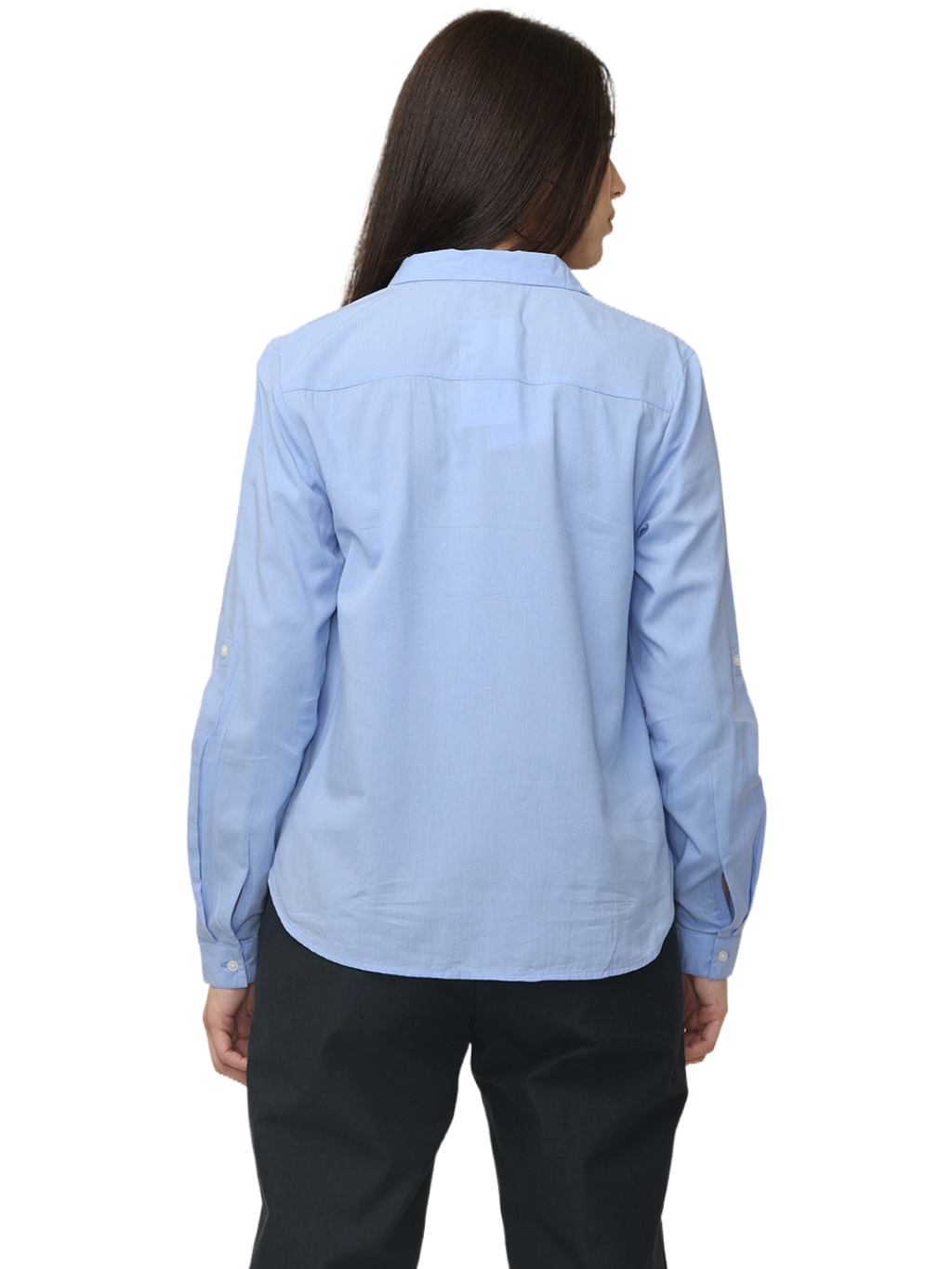 Women's Sky Blue Slim Fit Cotton Formal Shirt