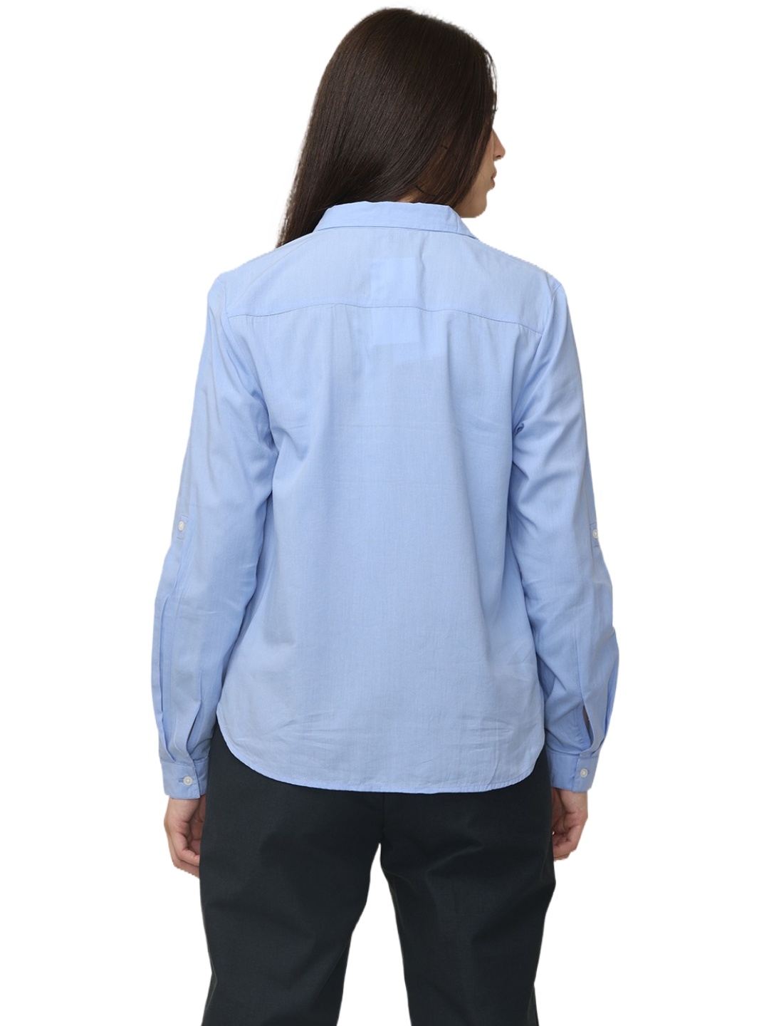 Women's Sky Blue Slim Fit Cotton Formal Shirt
