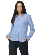 Women's Sky Blue Slim Fit Cotton Formal Shirt