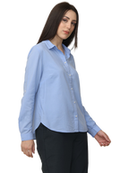 Women's Sky Blue Slim Fit Cotton Formal Shirt