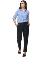 Women's Sky Blue Slim Fit Cotton Formal Shirt
