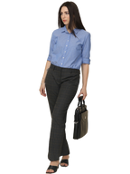 Women's Pleated Solid Formal Trouser, Black and Brown Checkered