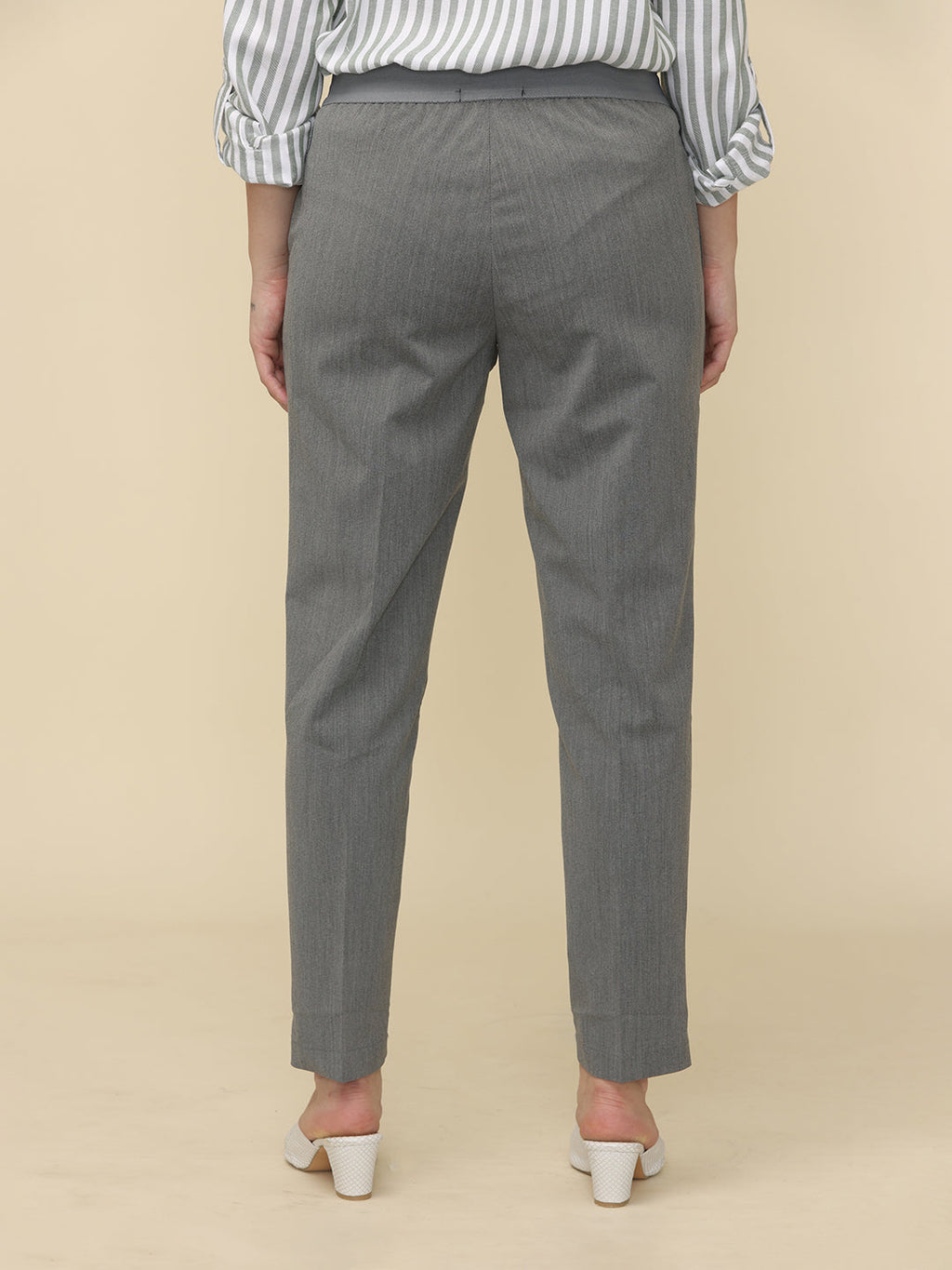 Women's Dark Grey Slim Fit Formal Trouser