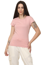 Women's Cotton Slim Fit Back Print Crew Neck T-Shirt, Light Pink