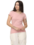 Women's Cotton Slim Fit Back Print Crew Neck T-Shirt, Light Pink