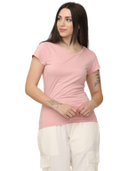 Women's Cotton Slim Fit Back Print Crew Neck T-Shirt, Light Pink