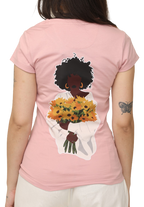 Women's Cotton Slim Fit Back Print Crew Neck T-Shirt, Light Pink
