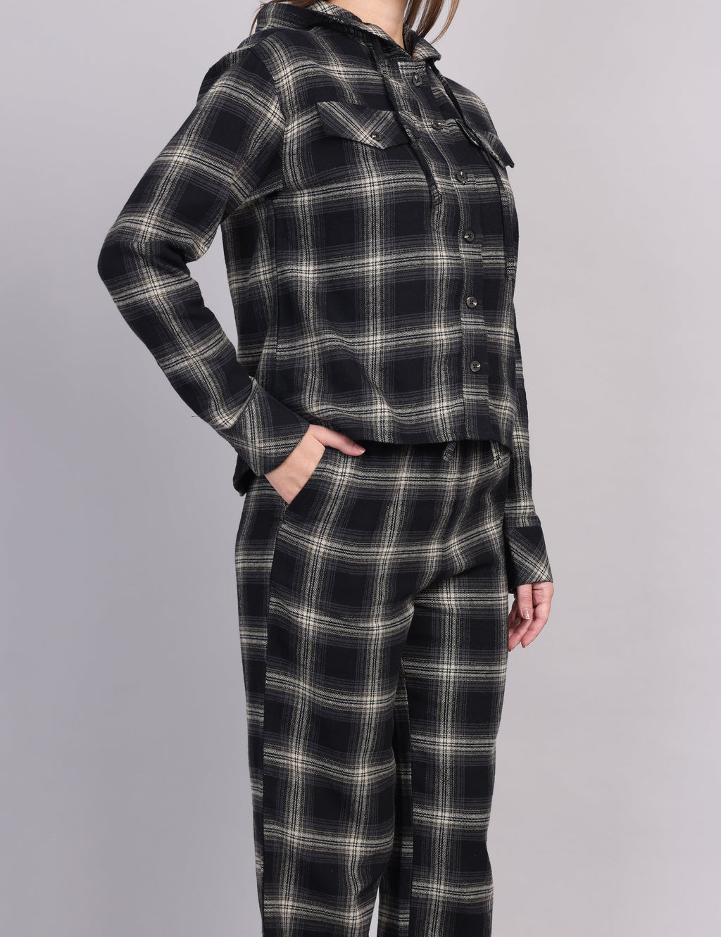 Women’s Black Flannel Cord Set