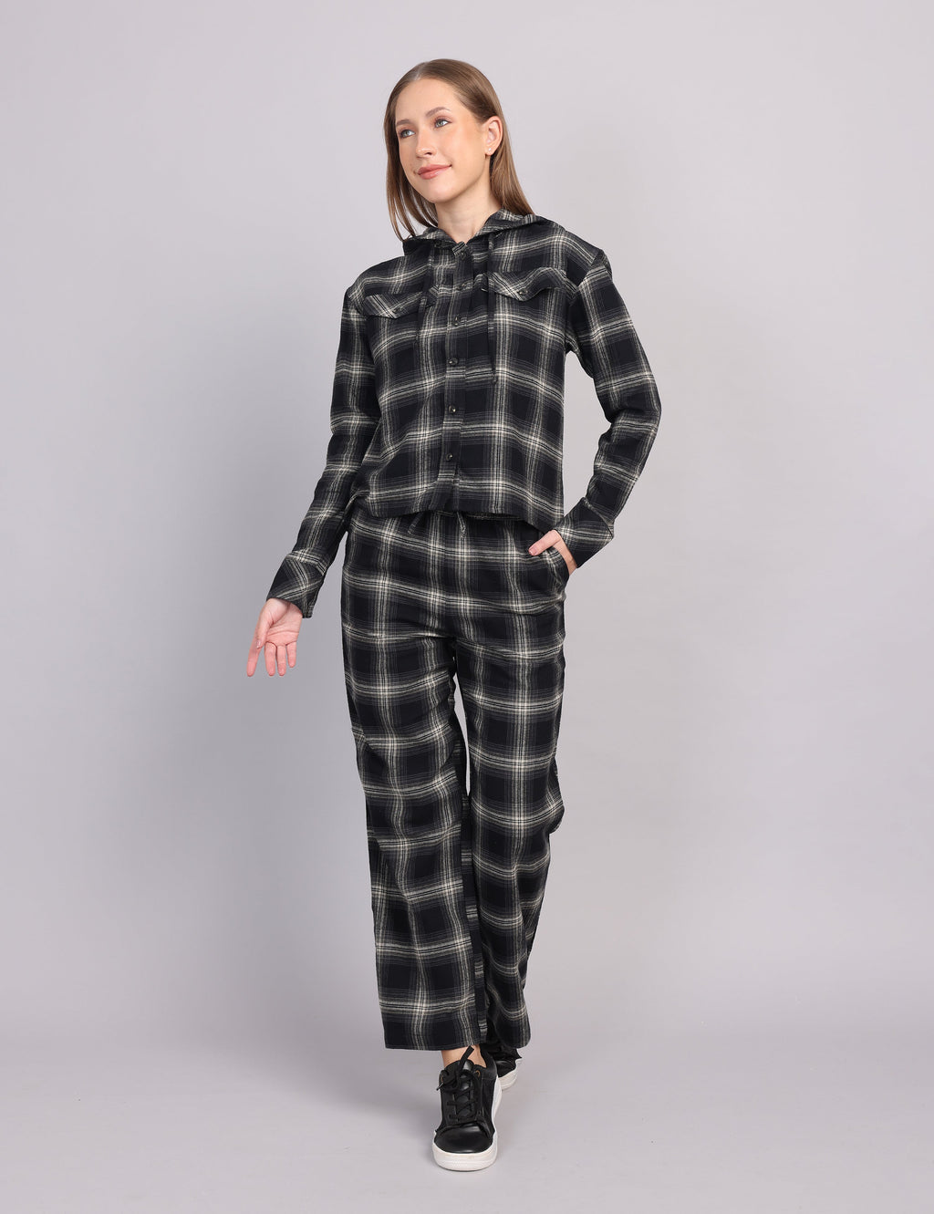 Women’s Black Flannel Cord Set