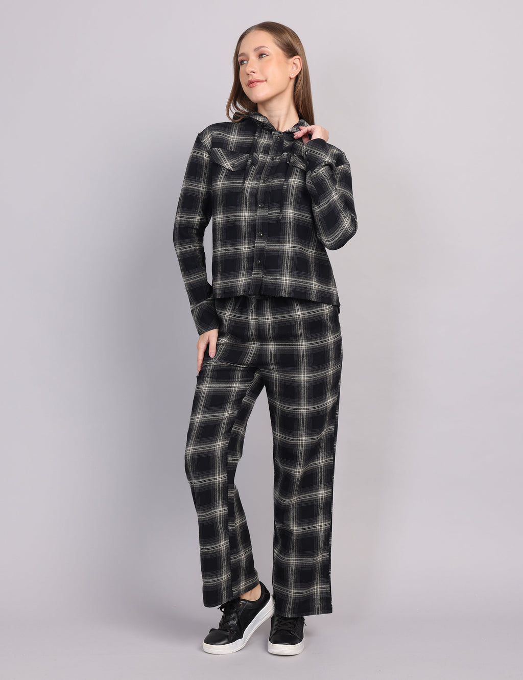 Women’s Black Flannel Cord Set