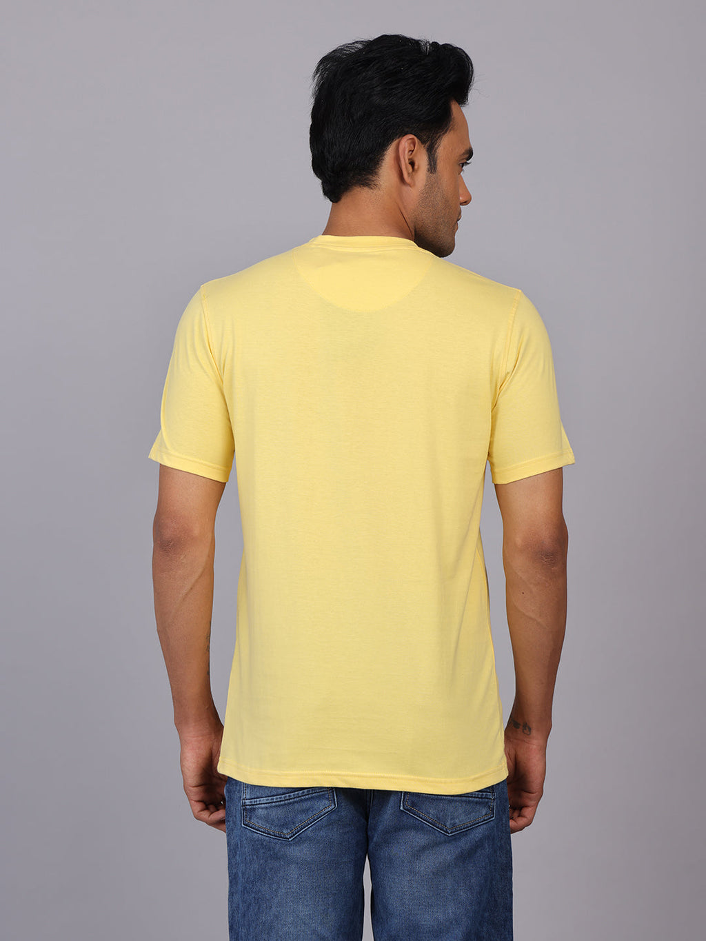 Men’s Yellow Round Neck Cotton T-Shirt