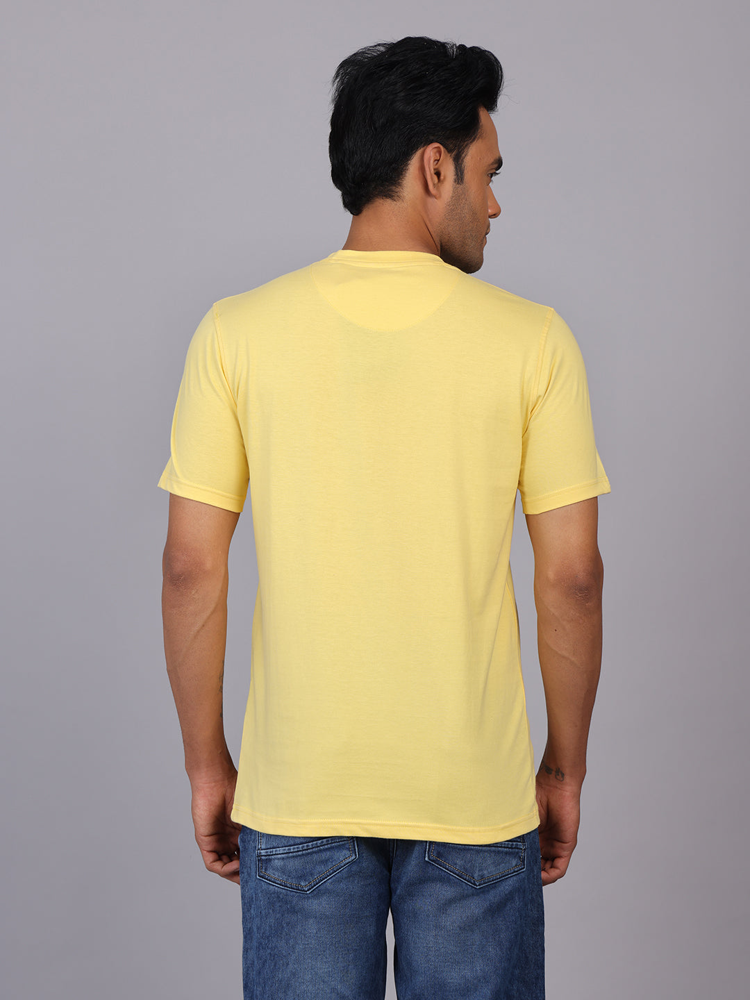 Men’s Yellow Round Neck Cotton T-Shirt