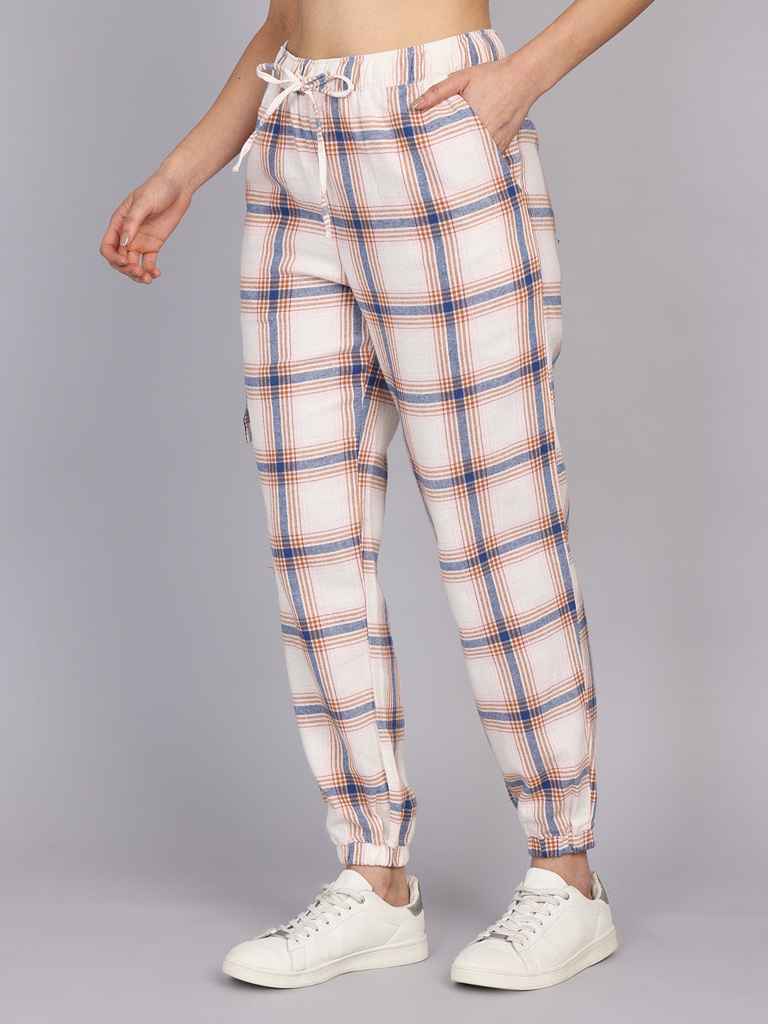 Women’s Off-White Checked Woven Jogger