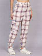 Women’s Off-White Checked Woven Jogger
