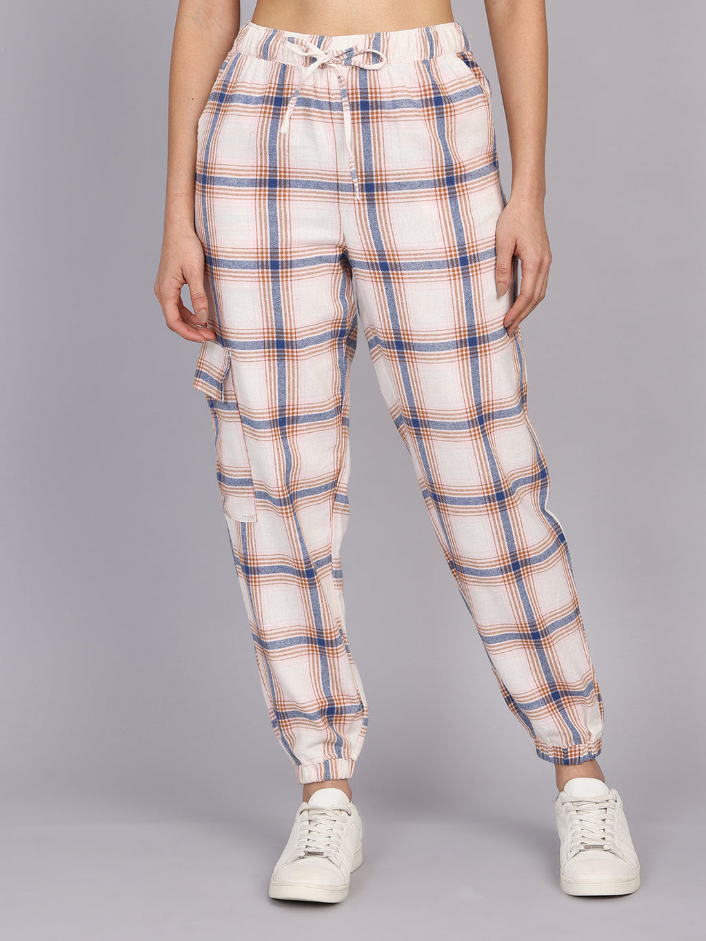 Women’s Off-White Checked Woven Jogger