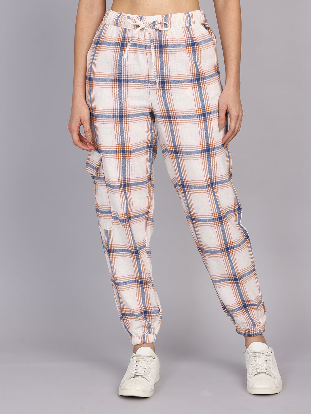 Women’s Off-White Checked Woven Jogger
