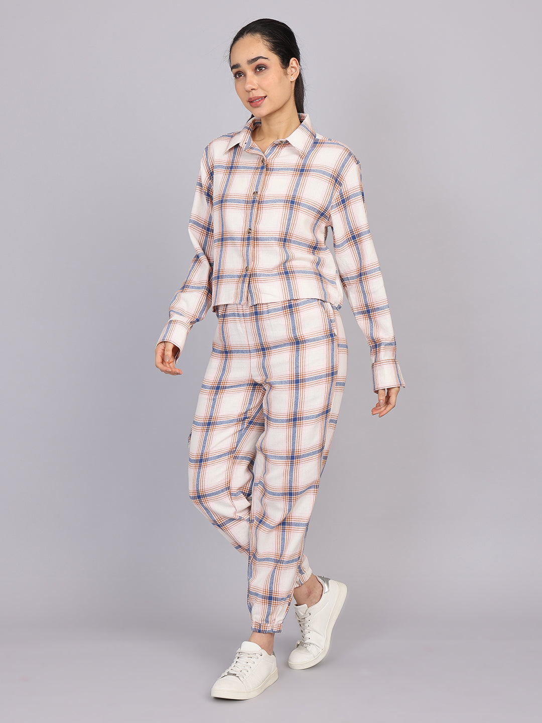Women’s Off-White Checked Woven Jogger