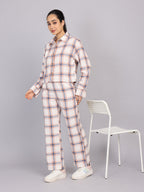 Women’s Off-White Checked Woven Pant