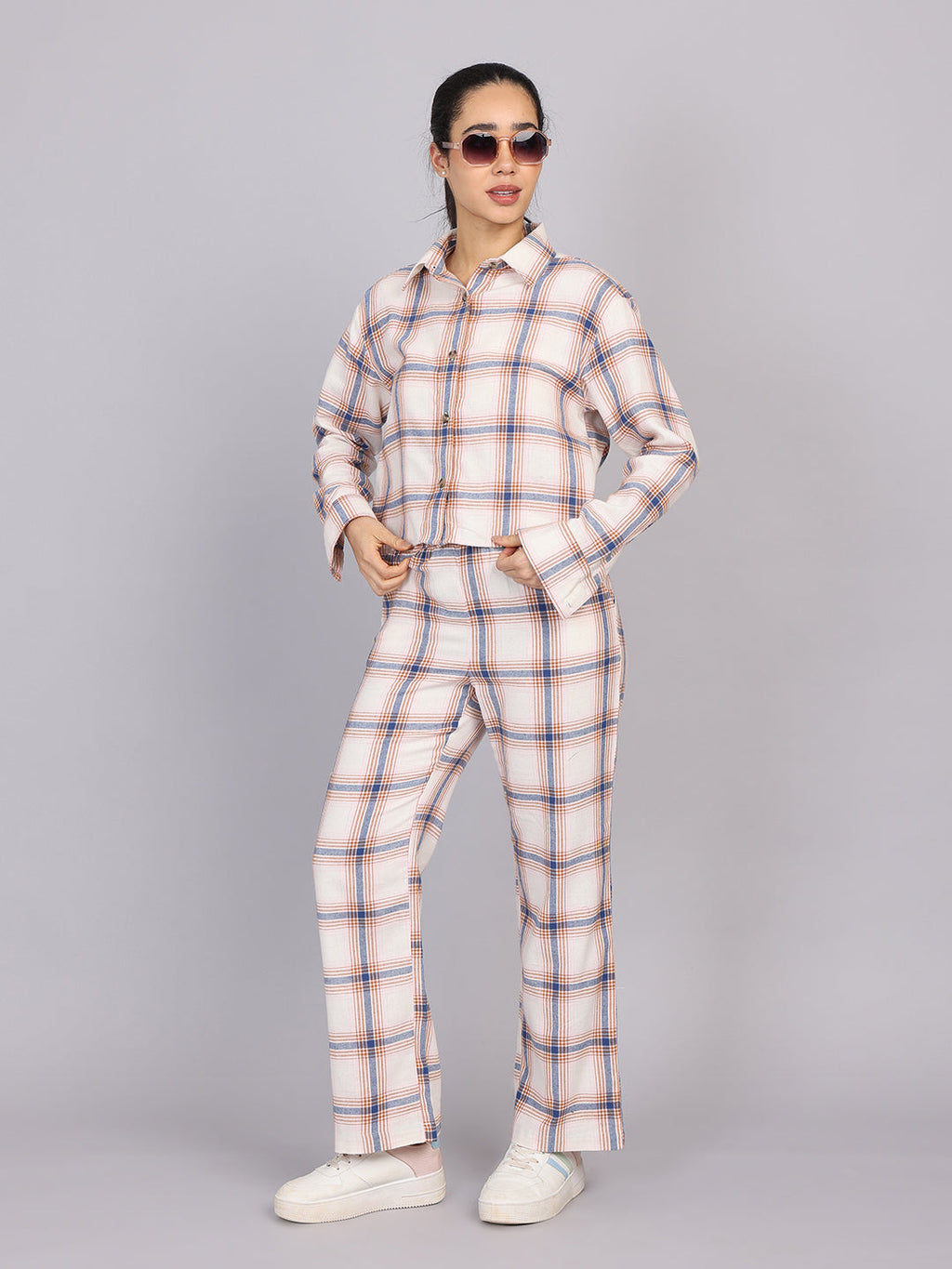 Women’s Off-White Checked Woven Shirt