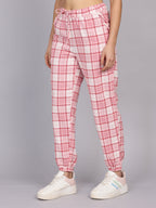 Women’s Pink Checked Woven Pant