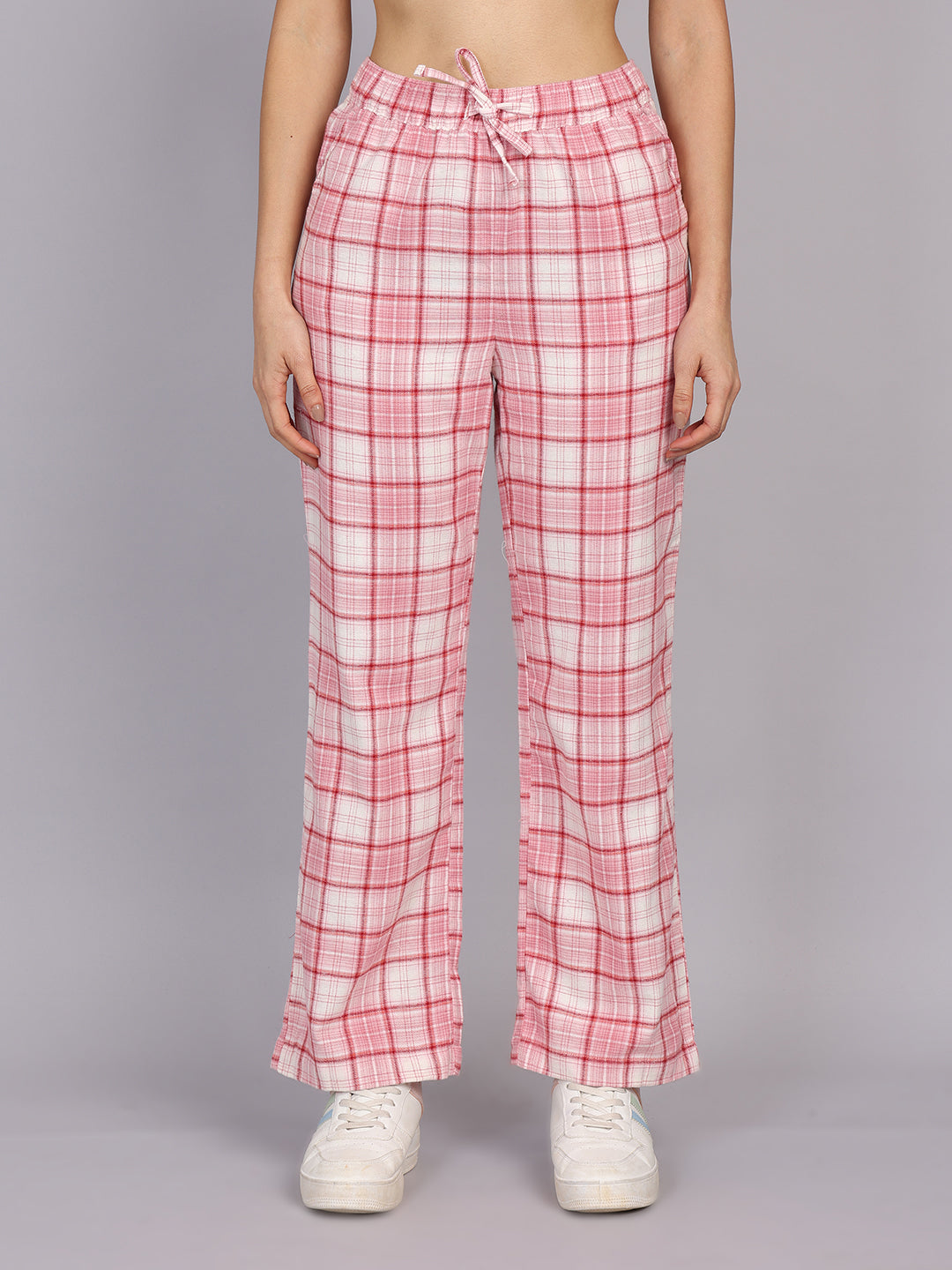 Women’s Pink Checked Woven Jogger