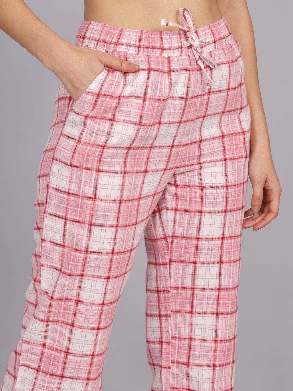 Women’s Pink Checked Woven Jogger