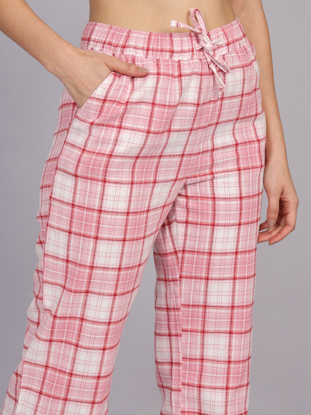 Women’s Pink Checked Woven Jogger
