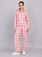 Women’s Pink Checked Hooded Woven Shirt