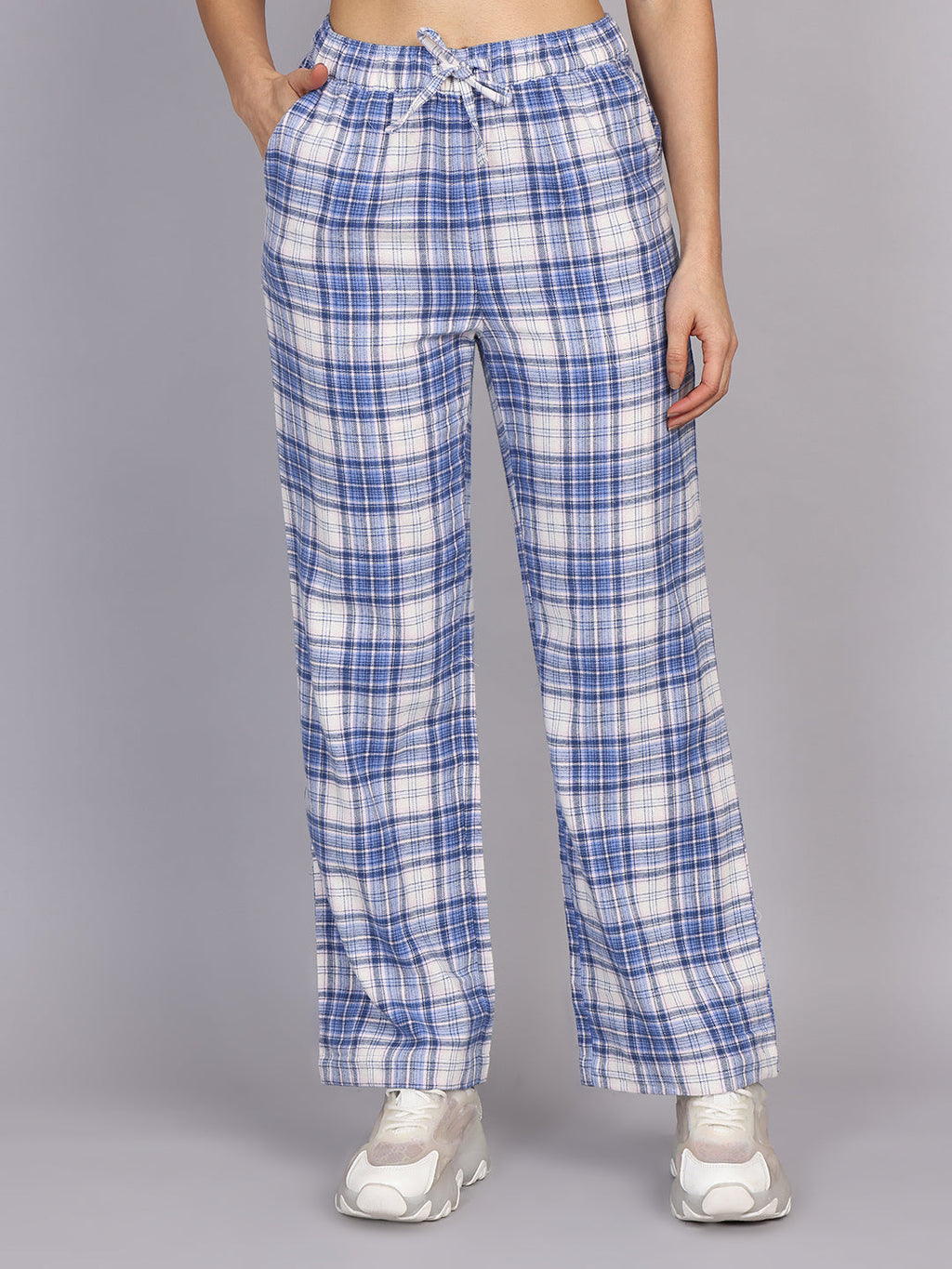 Women’s Blue Checked Woven Pant