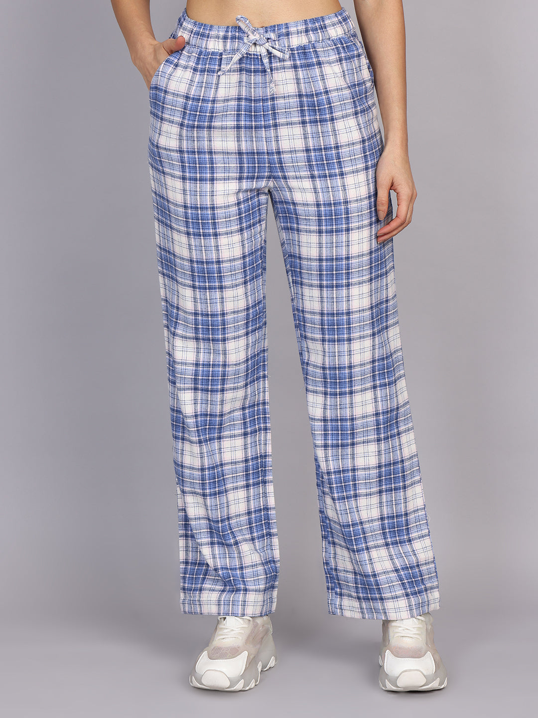 Women’s Blue Checked Woven Pant