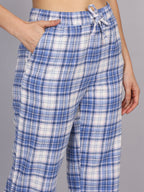 Women’s Blue Checked Woven Pant
